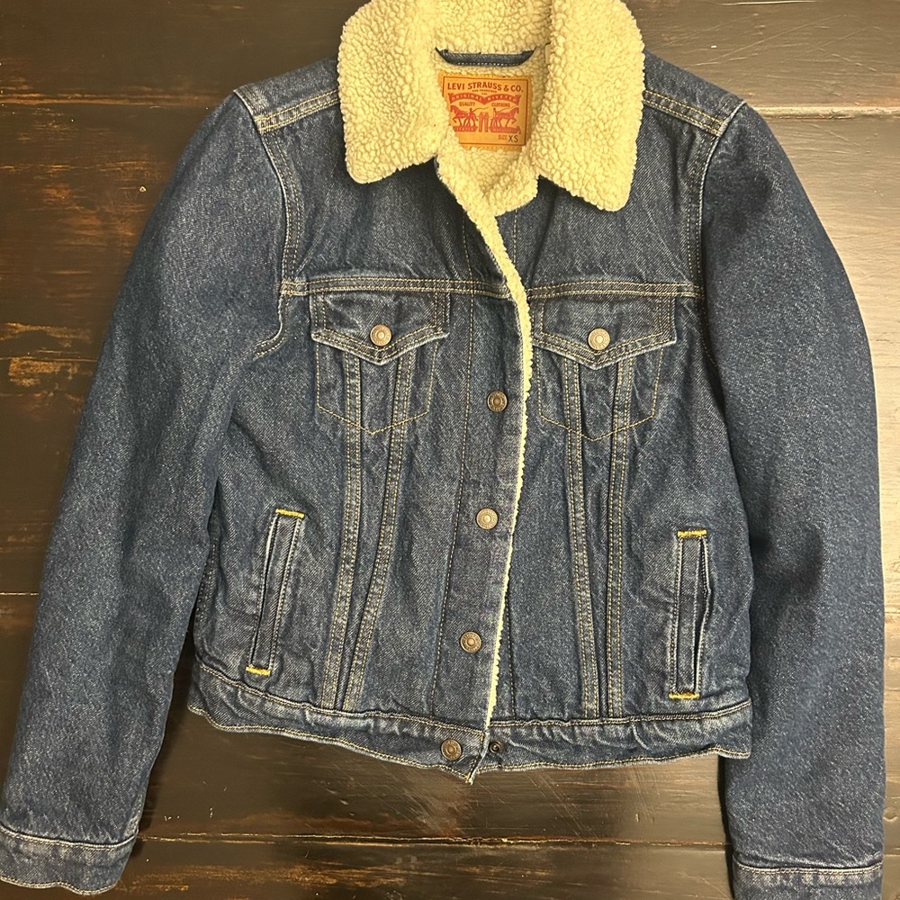 Levi's Cream Sherpa Lined Jacket